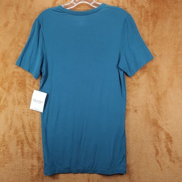 CALVIN KLEIN Sleepwear Mens Small Blue Pullover Crew Short Sleeve Tee Ultra Soft - Picture 3 of 6